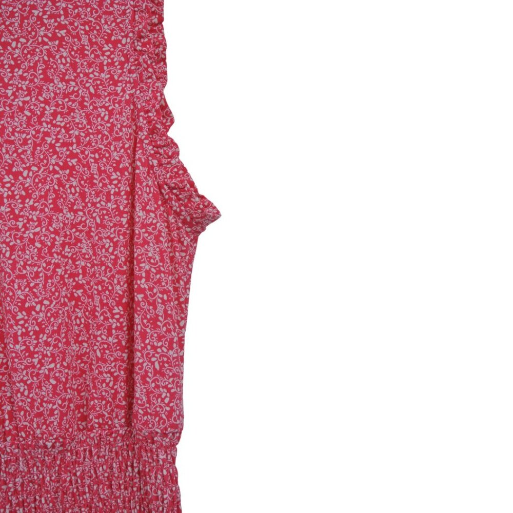 Halston Pink Floral Smocked Waist Sleeveless Midi Dress Size S - Picture 7 of 13